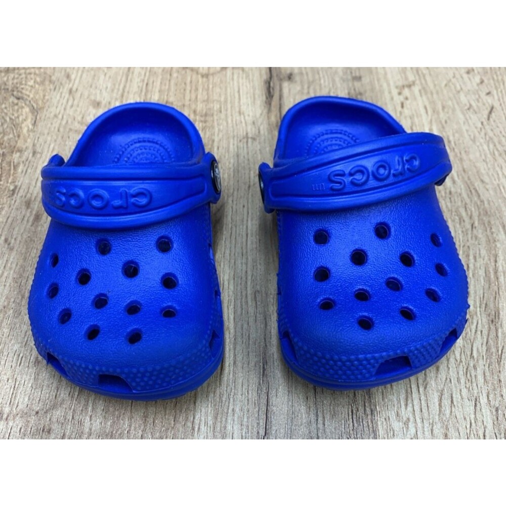 Croc Kids Clogs Slip On Shoes 207011 Adjustable Straps Blue Toddlers Size 2/3 - Picture 4 of 15